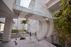 Contemporary beautiful modern white house exterior ,quality photo