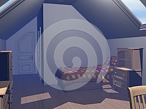 Contemporary Bedroom 3D render