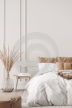 Contemporary bedroom design mockup, bight home decor photo