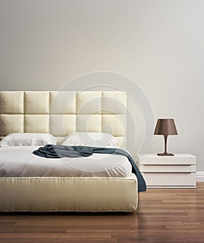 Contemporary beige vanilla suede hotel luxury bedroom