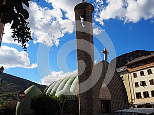 bell tower of the church of santa maria de pont de suert, lerida, spain, europe photo