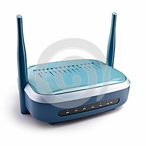 Contemporary Blue Wireless Router With Antennas