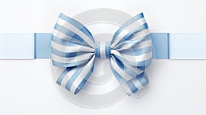 Contemporary Candy-coated Blue And White Striped Bow With Ribbon photo