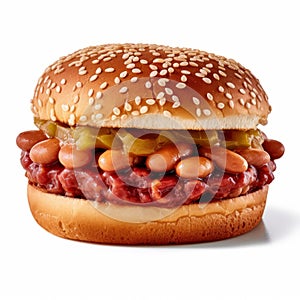 Contemporary Candy-coated Hamburger With Beans And Onions