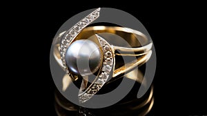 Contemporary Chic Style Openended Gold And Diamond Ring Chic Color Modern. Generative AI photo