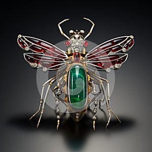 Contemporary Chinese Art: Emerald And Diamond Brooche By Robert Lanson