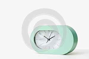 Contemporary clock modern alarm clock design white background studio new