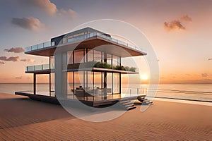 Contemporary Coastal Living: Futuristic Beach House Retreat with Generative AI
