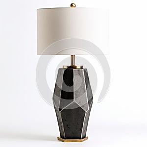 Contemporary Concrete Lamp With Faceted Forms - Tabletop Photography Style