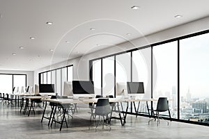 Contemporary coworking office with city view