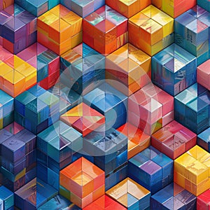 Contemporary 3D Geometric Cubes Pattern High-Res Abstract Design photo