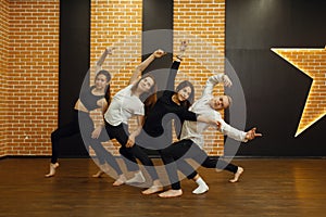 Contemporary dance performers, snapshot in action