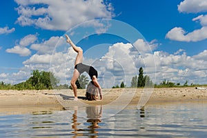 Contemporary dance. Young couple dancing.