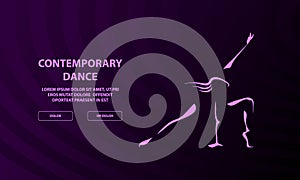 Contemporary Dancing girl outline on a dark background. Contemporary dance banner.