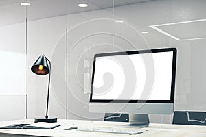 Contemporary designer desktop with computer
