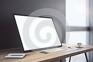 Contemporary desktop with white computer