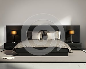Contemporary elegant luxury black bedroom