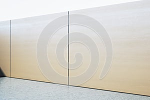 Contemporary empty interior with mock up place on wooden wall. Gallery and museum concept.