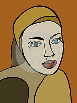 Contemporary face in cubism style.