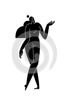 Contemporary female body vector illustration. Nude woman silhouette, abstract pose, feminine figure, modern graphic