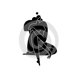 Contemporary female body vector illustration. Nude woman silhouette, abstract pose, feminine figure, modern graphic