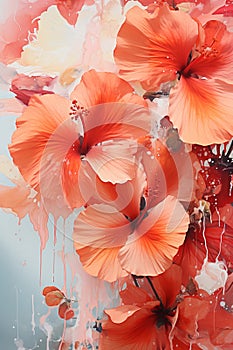 Contemporary floral abstraction. vibrant and modern depictions of flowers and botanical elements. Vertical photo