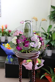 Contemporary floral arrangement.