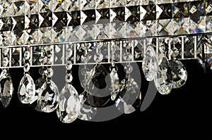 Contemporary glass chandelier closeup