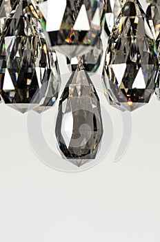 Contemporary glass chandelier crystals closeup