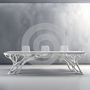 Contemporary Gothic White Marble Table With Twisted Branches And Grass