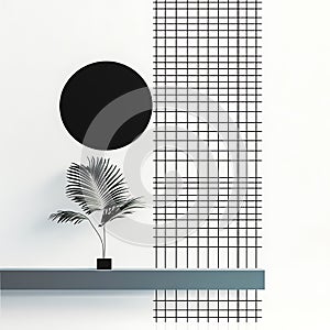 Contemporary graphic design with black grid pattern and circle element photo
