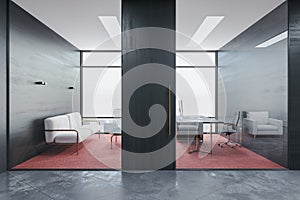 Contemporary gray office with computer