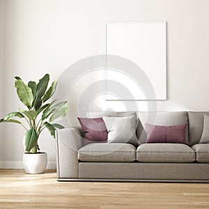 Contemporary grey interior with white frame