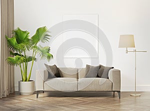 Contemporary grey interior with white frame