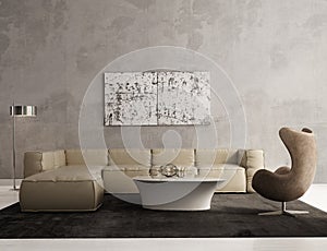 Moderno gris sala de estar 