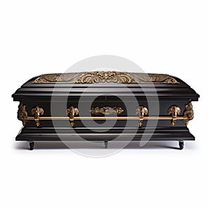 Contemporary Grotesque Black Casket With Gold Trim