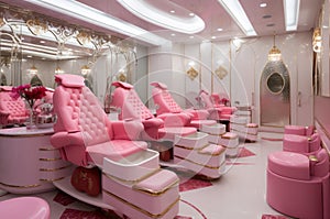 Contemporary Hairdresser salon interior hall. Generate Ai