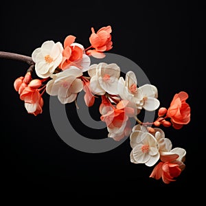 Contemporary Handcrafted Blossom Flowers On Black Background