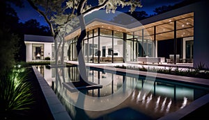 Contemporary home, garden oasis, pool