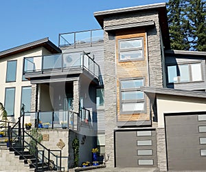 Contemporary Home House Residence Exterior Rockwork Garage