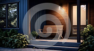 Contemporary House Entryway at Dusk