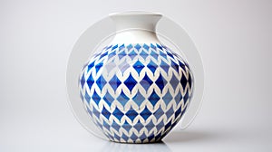 Contemporary Indian Art: Blue And White Geometric Ceramic Vase photo