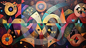A contemporary Indigenous painting blending traditional patterns photo
