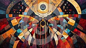 A contemporary Indigenous painting blending traditional patterns photo