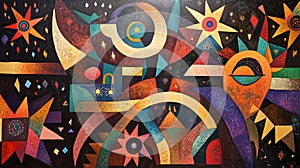 A contemporary Indigenous painting blending traditional patterns photo