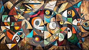 A contemporary Indigenous painting blending traditional patterns photo