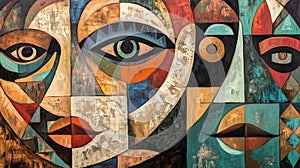 A contemporary Indigenous painting blending traditional patterns photo