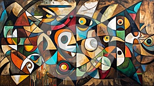 A contemporary Indigenous painting blending traditional patterns photo