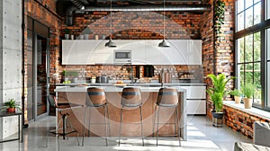 Moderné dizajn. svetlo priestranný jedálenský vrátane hnedý drevený nábytok stolice na čítač 