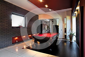 Contemporary interior with a snooker table photo